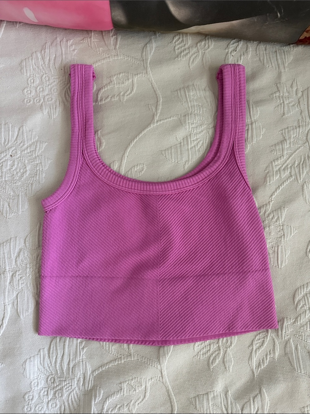 Nikibiki Ribbed Scoop Crop Tank - Magenta Pink